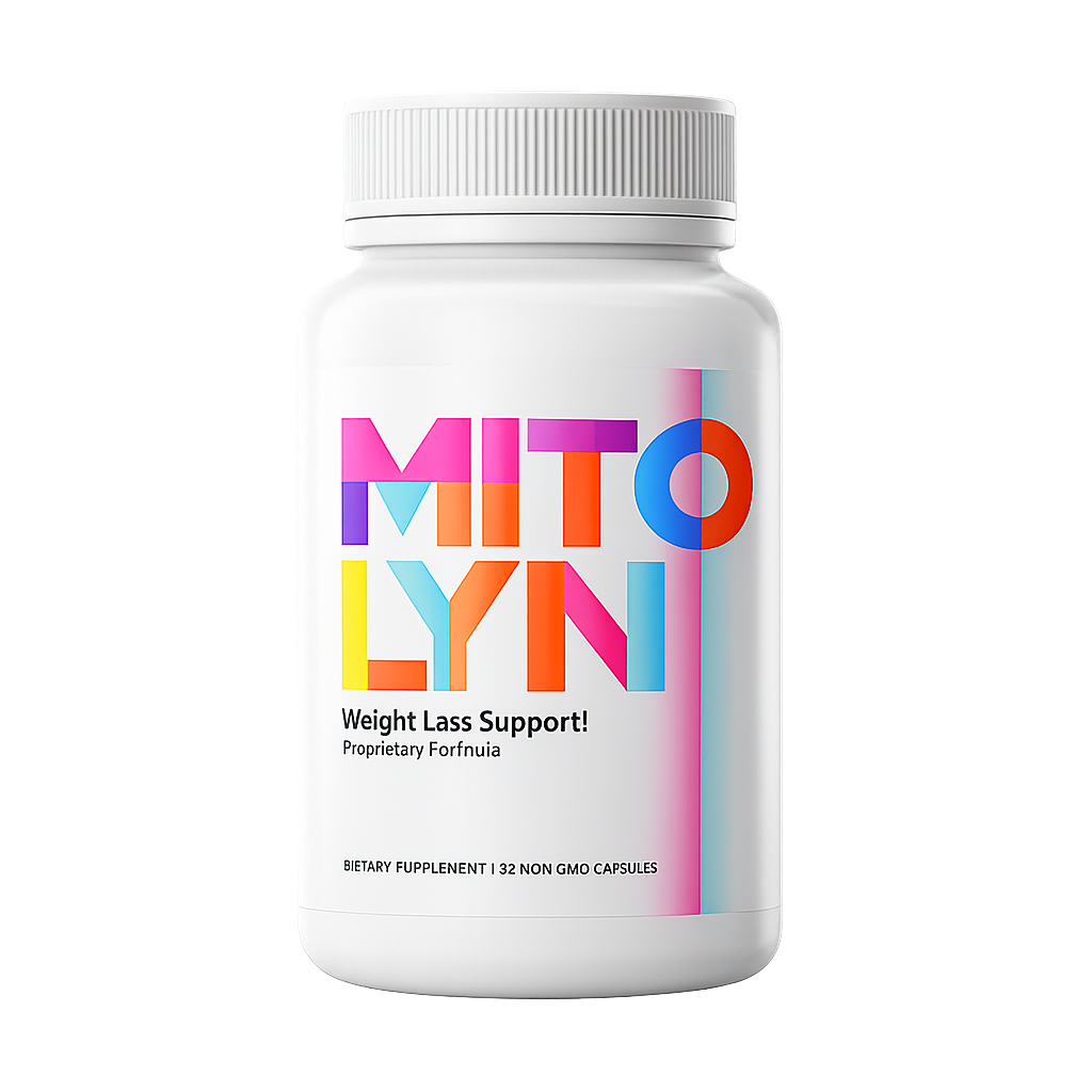 Mitolyn dietary supplement bottle with transparent background designed to support weight loss and metabolic health